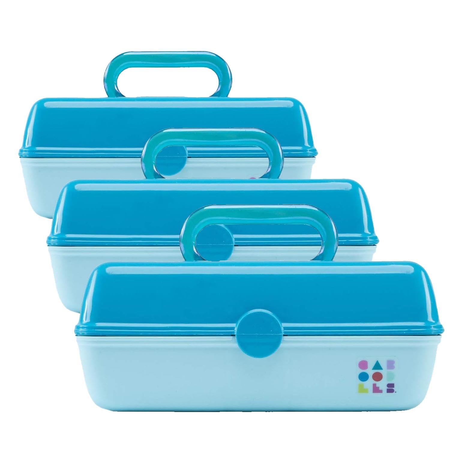Caboodles Pretty In Petite - Forever Fun Makeup Organizer Compact Carrying Cosmetic Case, Turquoise Over Sky, 1 count, 8.82 x 5.88 x 3.66 inches (Pack of 3)