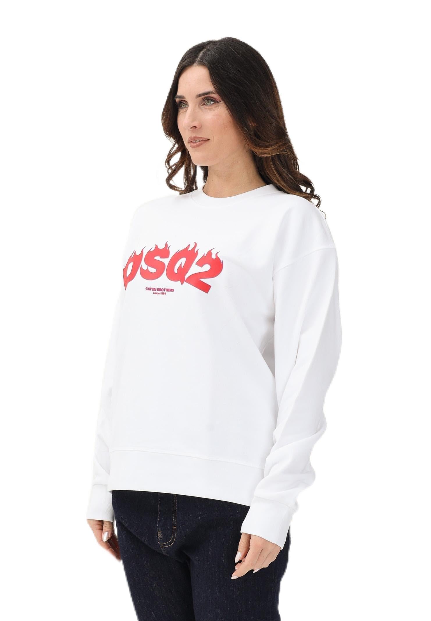 DSQUARED2 DSQ2 Logo Biała bluza z okrągłym dekoltem dla chłopców, dziewcząt i kobiet
