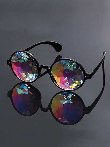 Miniatura 3 de Yaomiao 3 gafas de sol para festivales, caleidoscopio, gafas de sol de difracción, lentes de sol de prisma arco iris con tela para decoración de