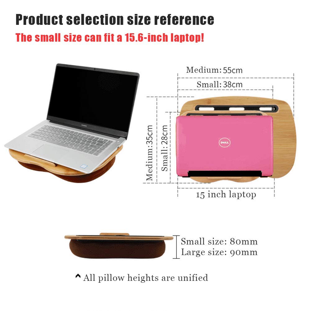 Lap Desk Pour Ordinateur Portable Et Tablette, Coussin Pillow & Bois Plate-Forme, Livre Support/Sleeping Pillow/Laptop Stand, Avec Bandes Anti-Glissement Et Emplacement De Stockage,B 550X350MM