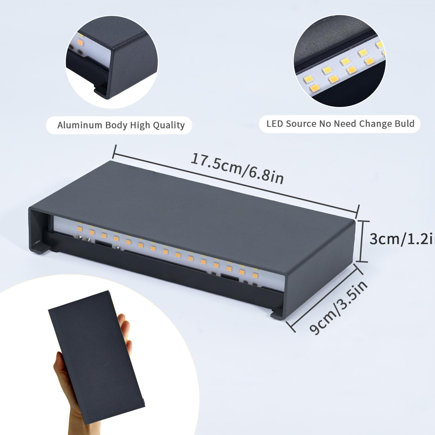 EBION LED Wall Lights,Up and Down Indoor Outdoor Wall Lights IP54 Waterproof,6W 3000K/4000K/6000K Outside Aluminum Exterior Wall Lamps for Living Room,Bathroom,Porch,Garden,Patio,Anthracite,1 Pack - Image 2