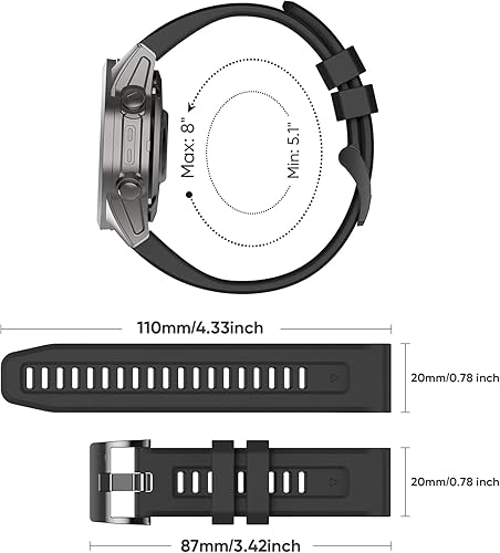 Miniatura 6 de lepmok Paquete de 2 bandas para Garmin Fenix 7S para mujer, correa de silicona Quickfit de 0.787in para Garmin Fenix 6S, Fenix 5S Smartwatch