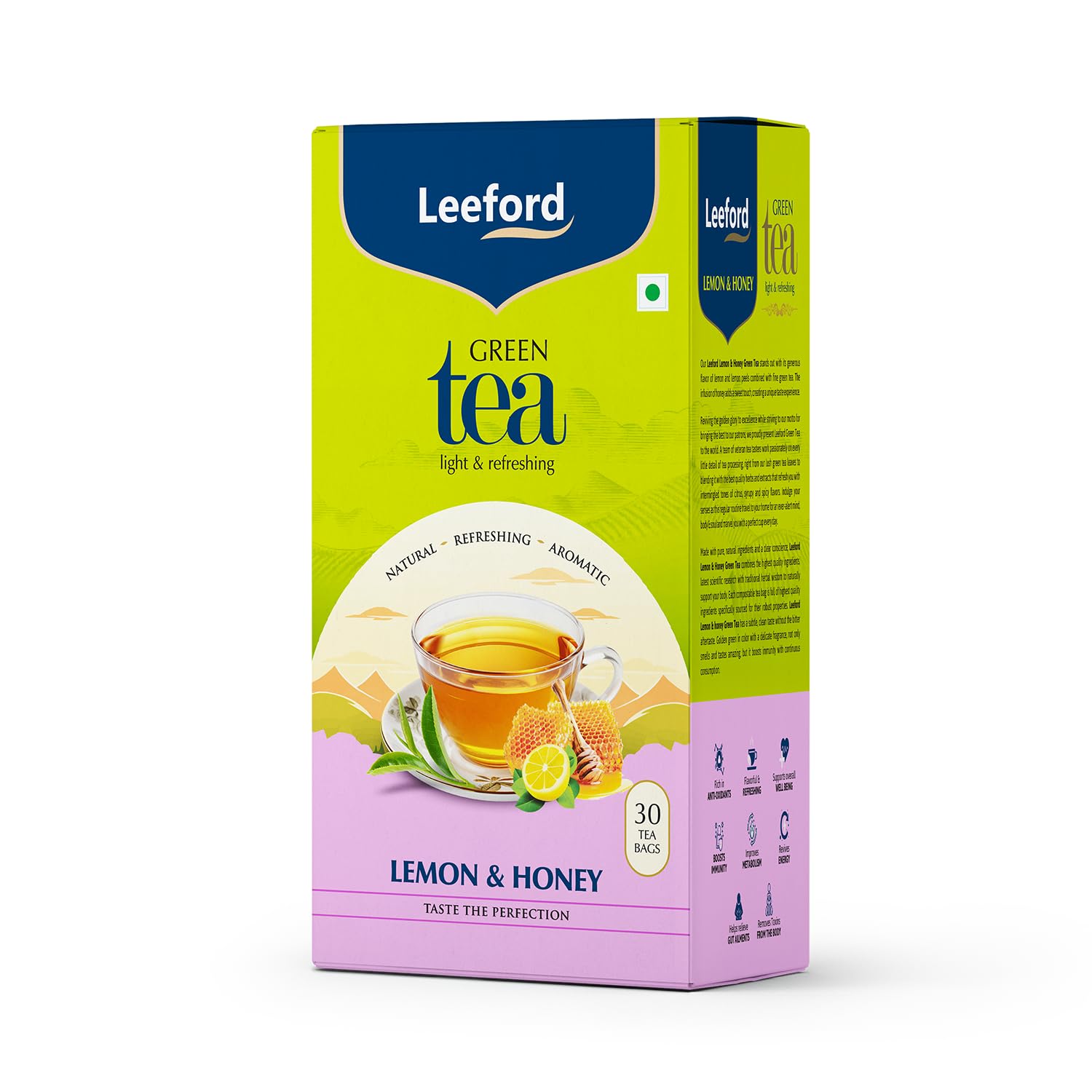 Lemon & Honey Green Tea | Green Tea for weight loss | Helps to Boost immunity, Metabolism, Improves Digestion | With the pure Lemon & Honey Herbs | 30 Tea bags