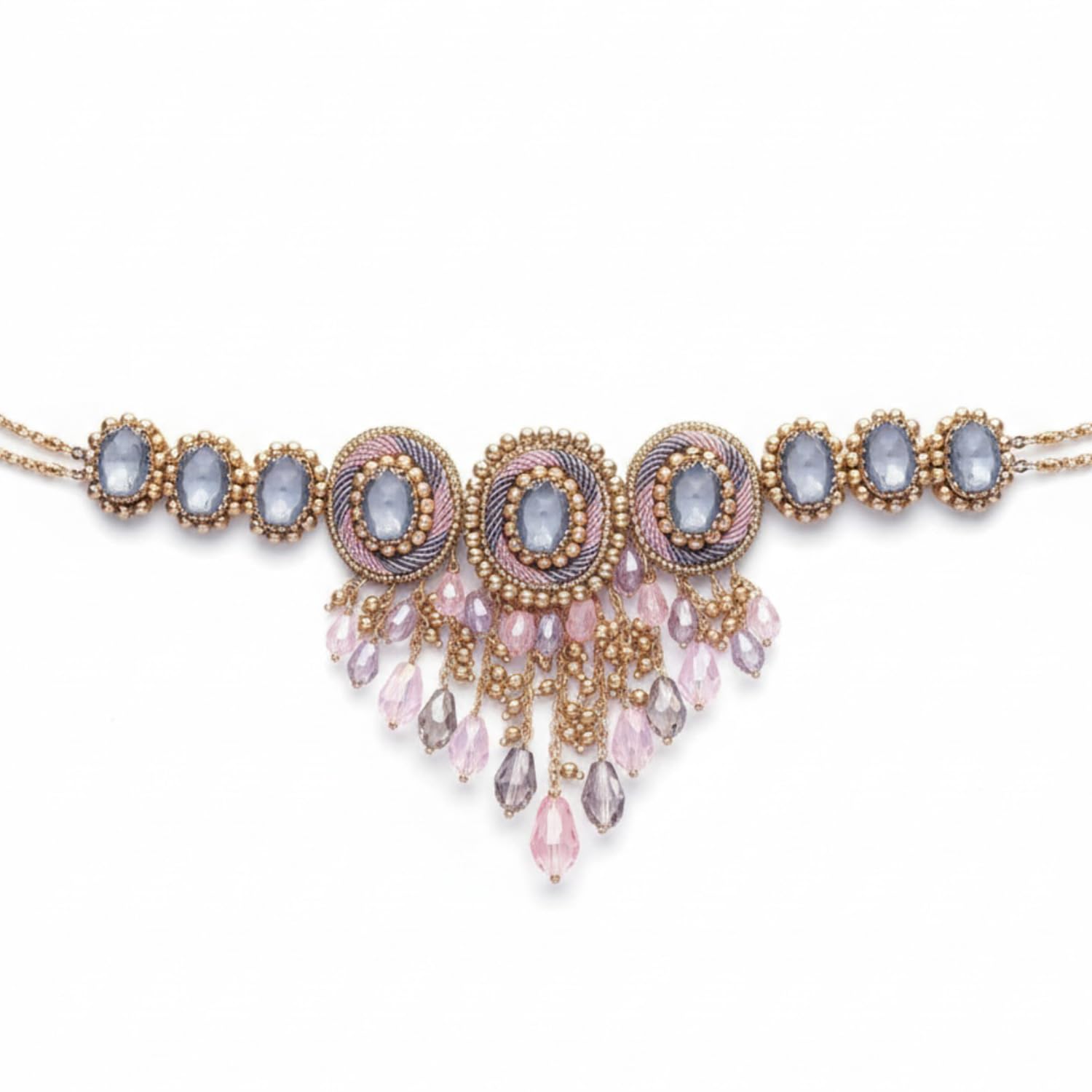 Embroidered Choker Necklace for Women | Stone, Beads & Glass Drop Statement Neckpiece | Ethnic Jewelry for Weddings, Festivals & Special Occasions-image-12