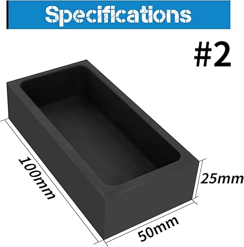 Miniatura 2 de GongYi Moldes de lingote de grafito para crisol para fundición de fusión, refinación de metal, cobre, oro, plata, aluminio, latón (4 x 2 x 1