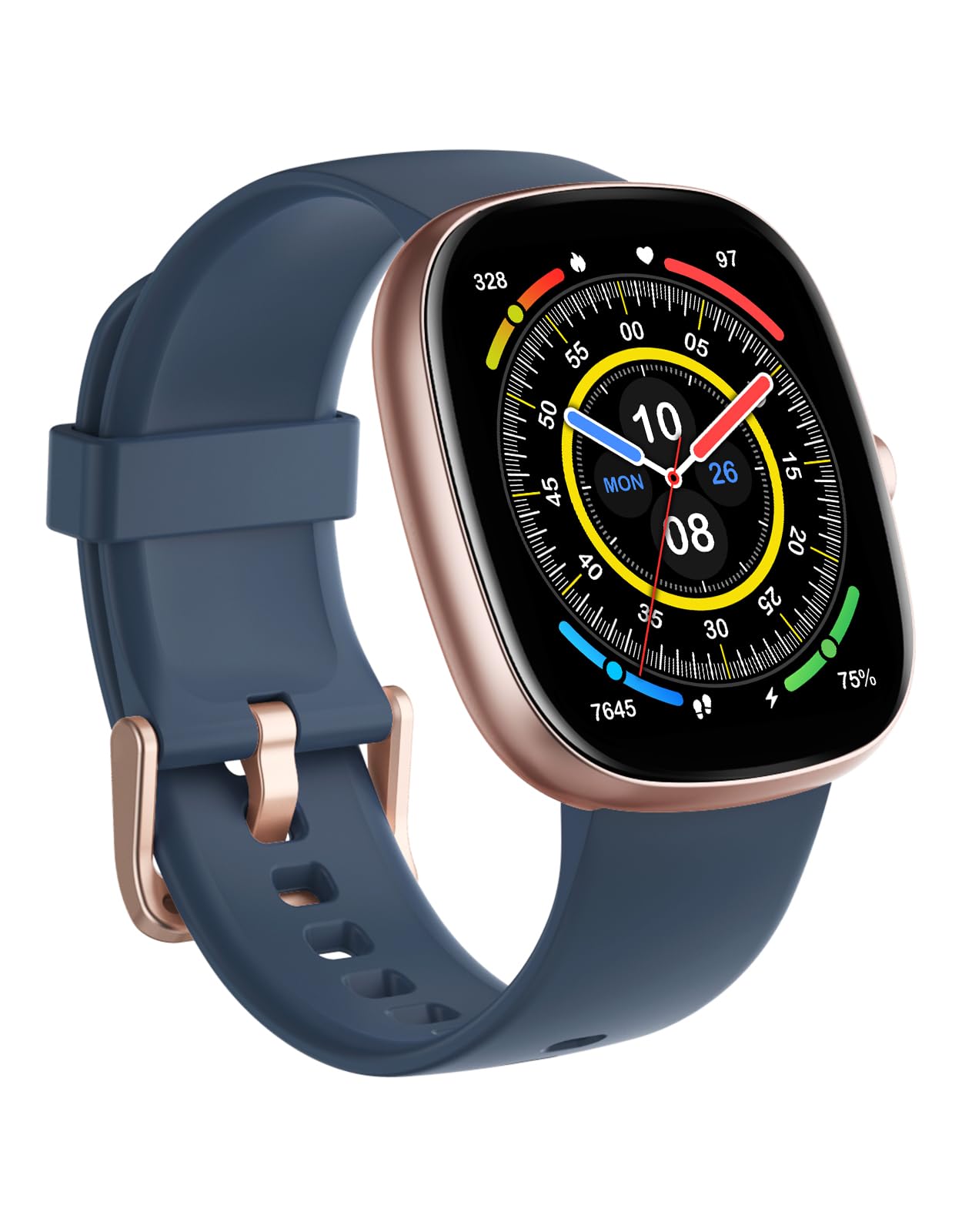GUIJITUO Smartwatch Uomo Donna Risponde Chiamate Notifiche Messaggi per Android iOS Orologio Sport Contapassi da Polso Frequenza Cardiaca Ossigeno Sangue Activity Tracker per Running Fitness Blu