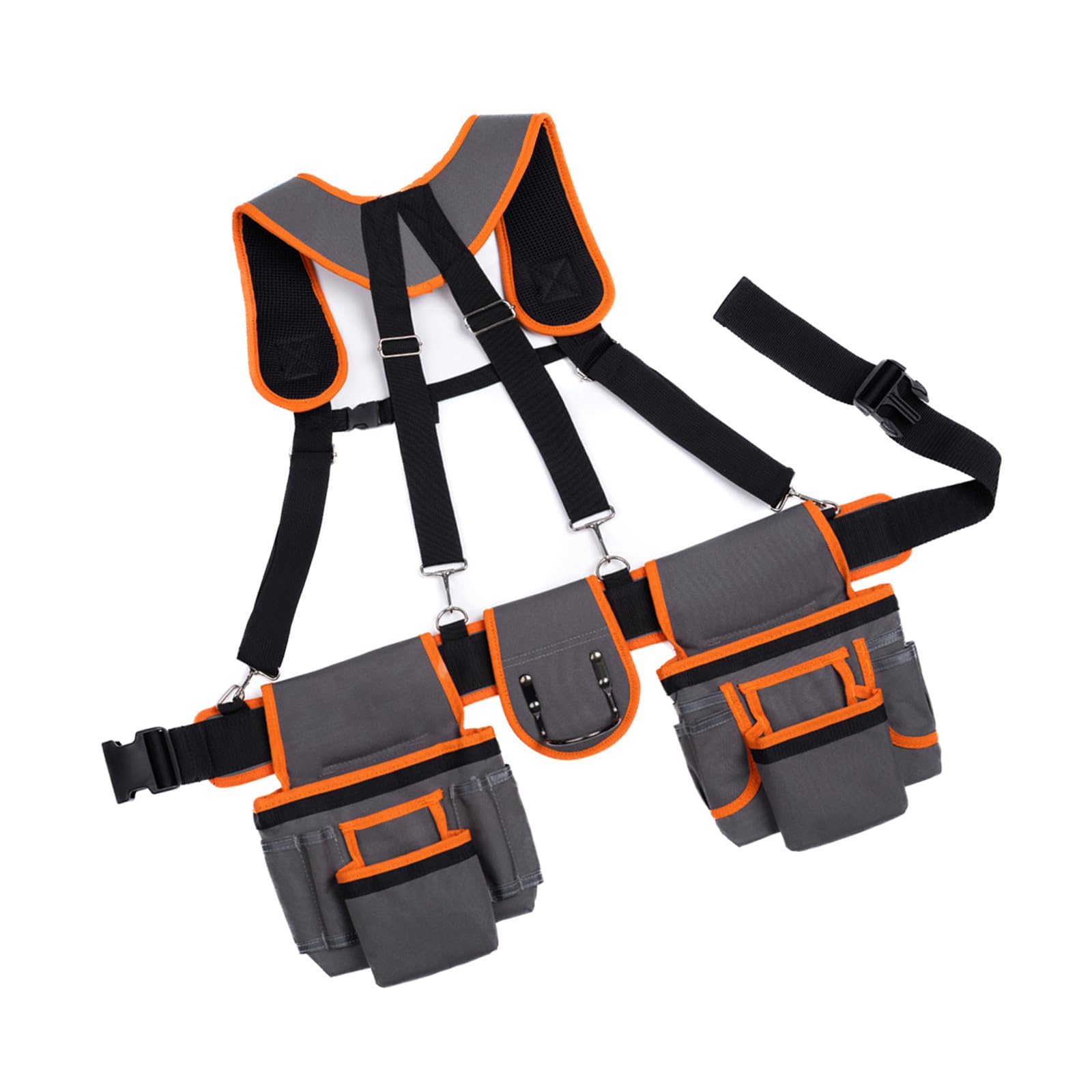 Professional Tool Bag Carpenter's Belt with Padded Shoulder Straps Electrician Worker Tool Belt Adjustable Braces Construction with Braces