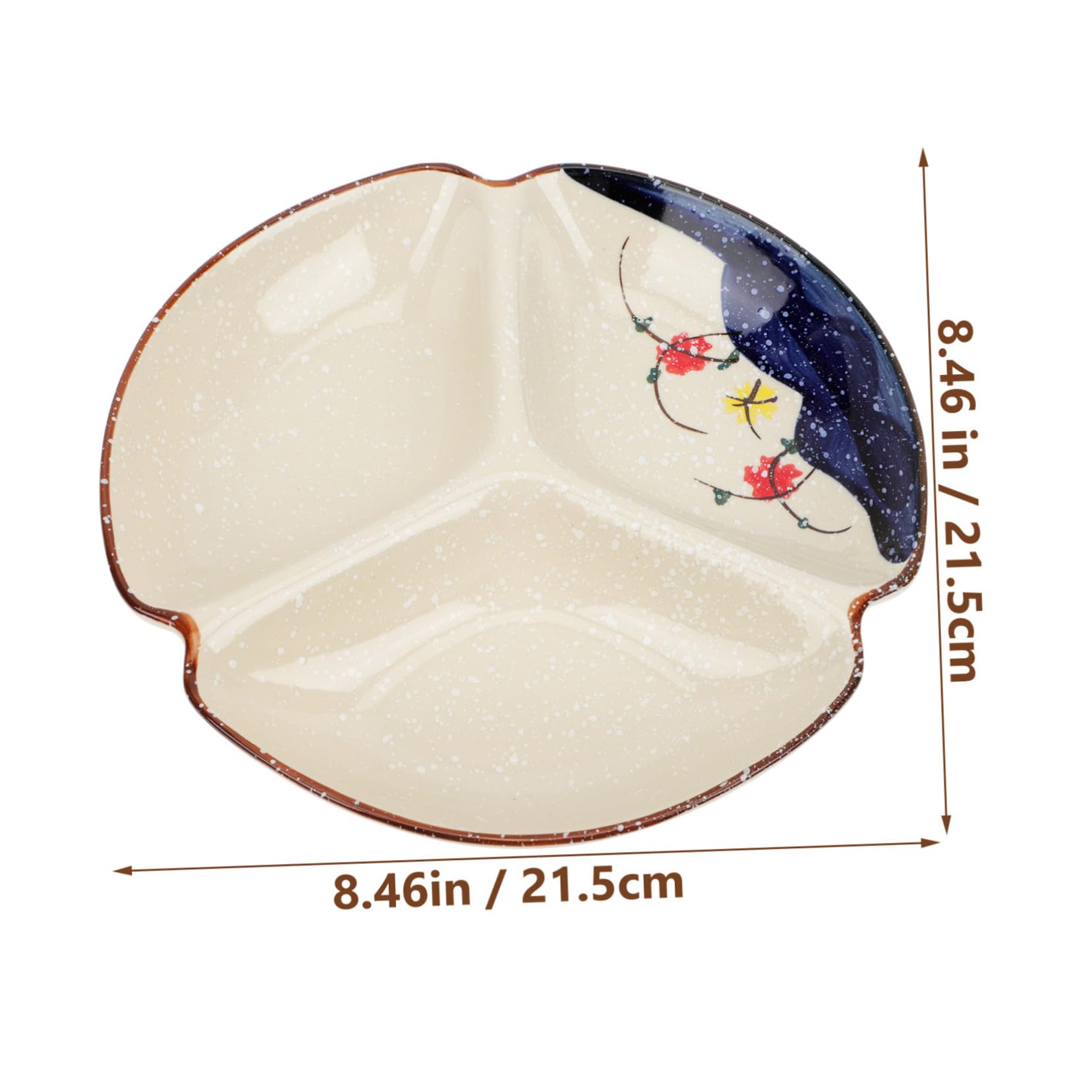 OUNONA Keramik Snackschale mit 3 Fächern Glatte Runde Kanten Design für Picknick und Zuhause 9-zoll Servierplatte aus Keramik
