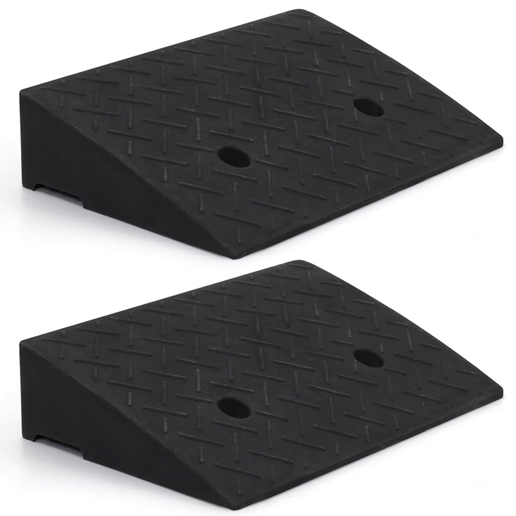 Rampa de Goma para Aceras, Rampa de Umbral, Rampa para Sillas de Ruedas, Rampa para AutomóViles, Rampa PortáTiles, Escalones para el Hogar con Superficie Antideslizante, 2 Piezas(Size:50X27X13cm)
