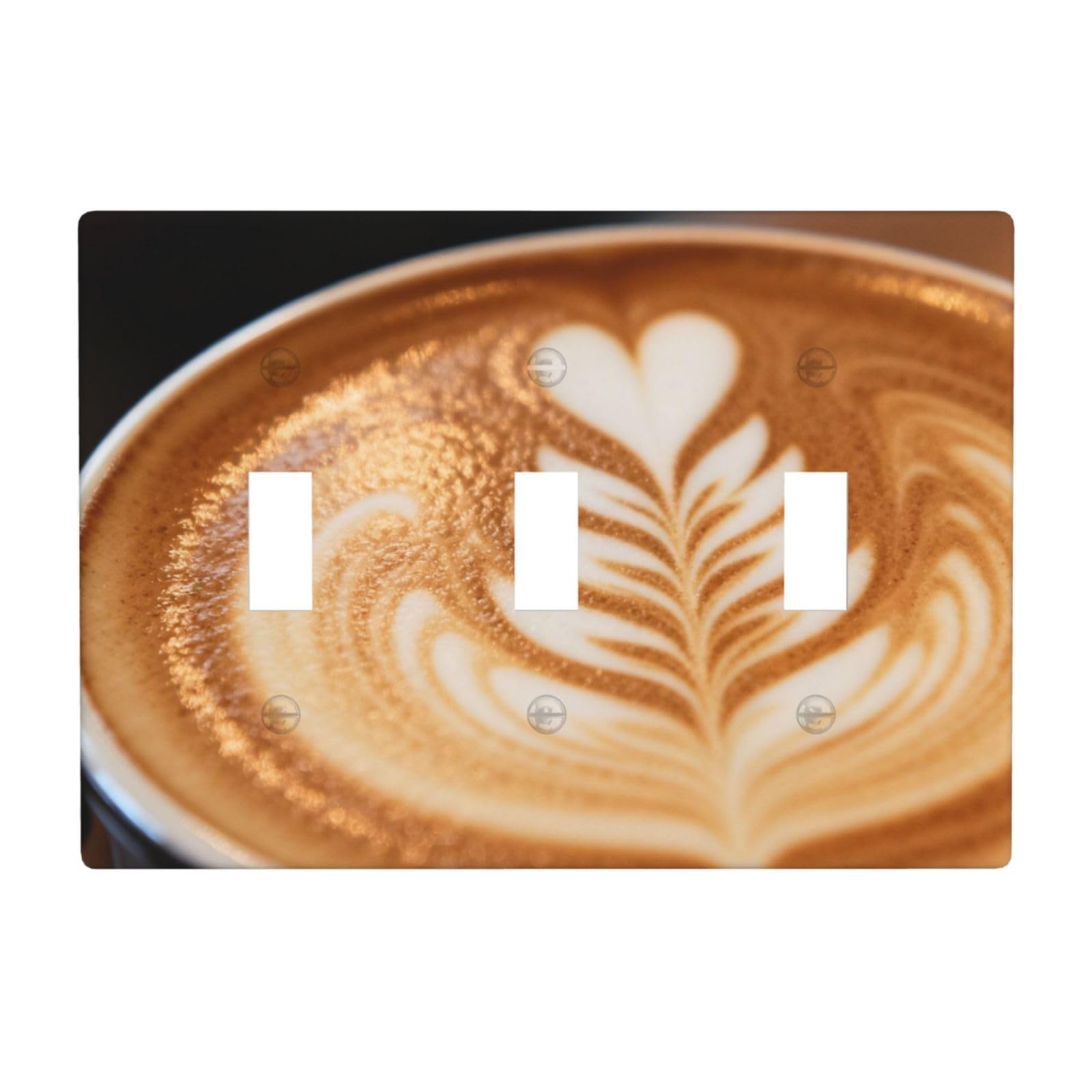 Coffee Latte Art 3 Gang Switch Plate Cover-Unbreakable Polycarbonate Wall Plate, Heat Resistant Toggle Switch Decor for Home