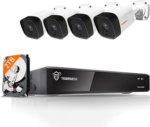 Miniatura 1 de TIGERSECU Sistema de cámara de seguridad de 5MP 8CH con detección de movimiento, DVR de vigilancia y cable para exteriores 4 x 5MP (2560 x 1920)
