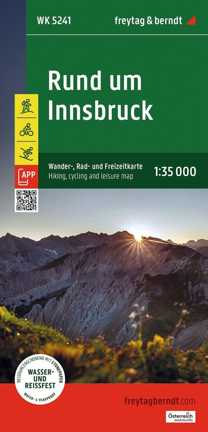 Around Innsbruck, hiking, cycling and leisure map