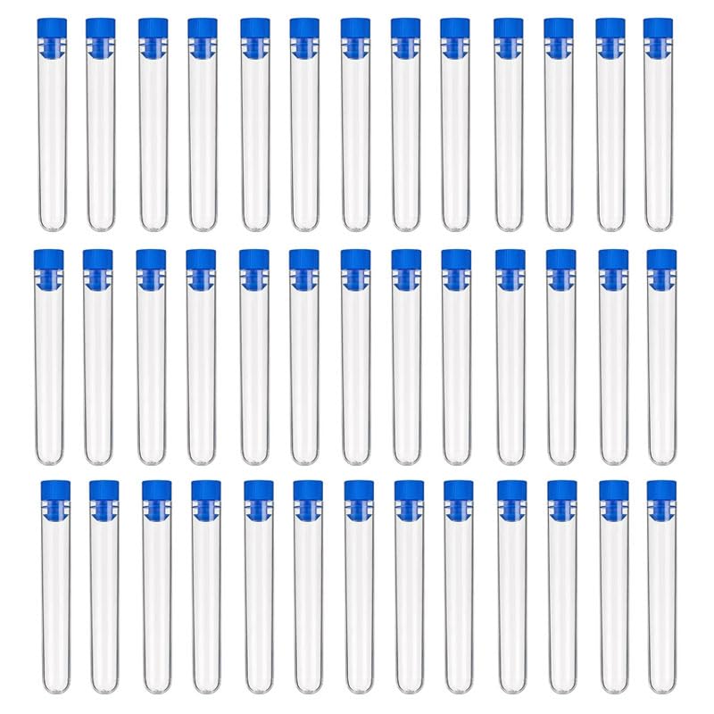100 Pack 5ML Test Tubes with Caps Plastic Clear Graduated Vial Sample Storage Container Testing Tube for Scientific Experiment Halloween Lab Essentials Plant Propagation Water Check