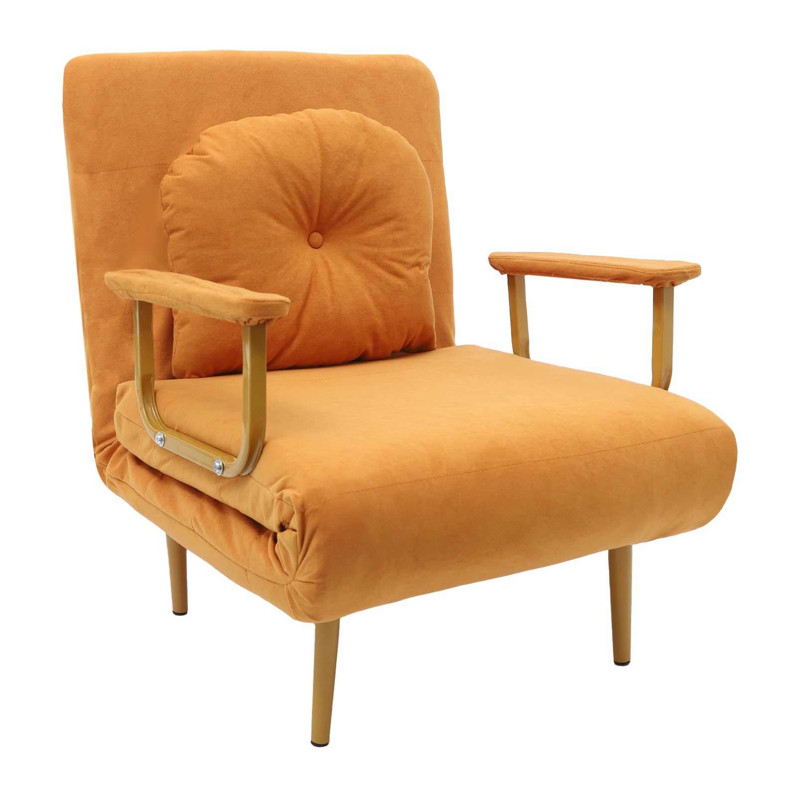 trggvvrt Convertible Sofa Bed, 2 in 1 Folding Sleeper Chair Bed, Futon Sofa Bed Chair with Adjustable Backrest for Small Spaces, Office, Apartment(Orange)