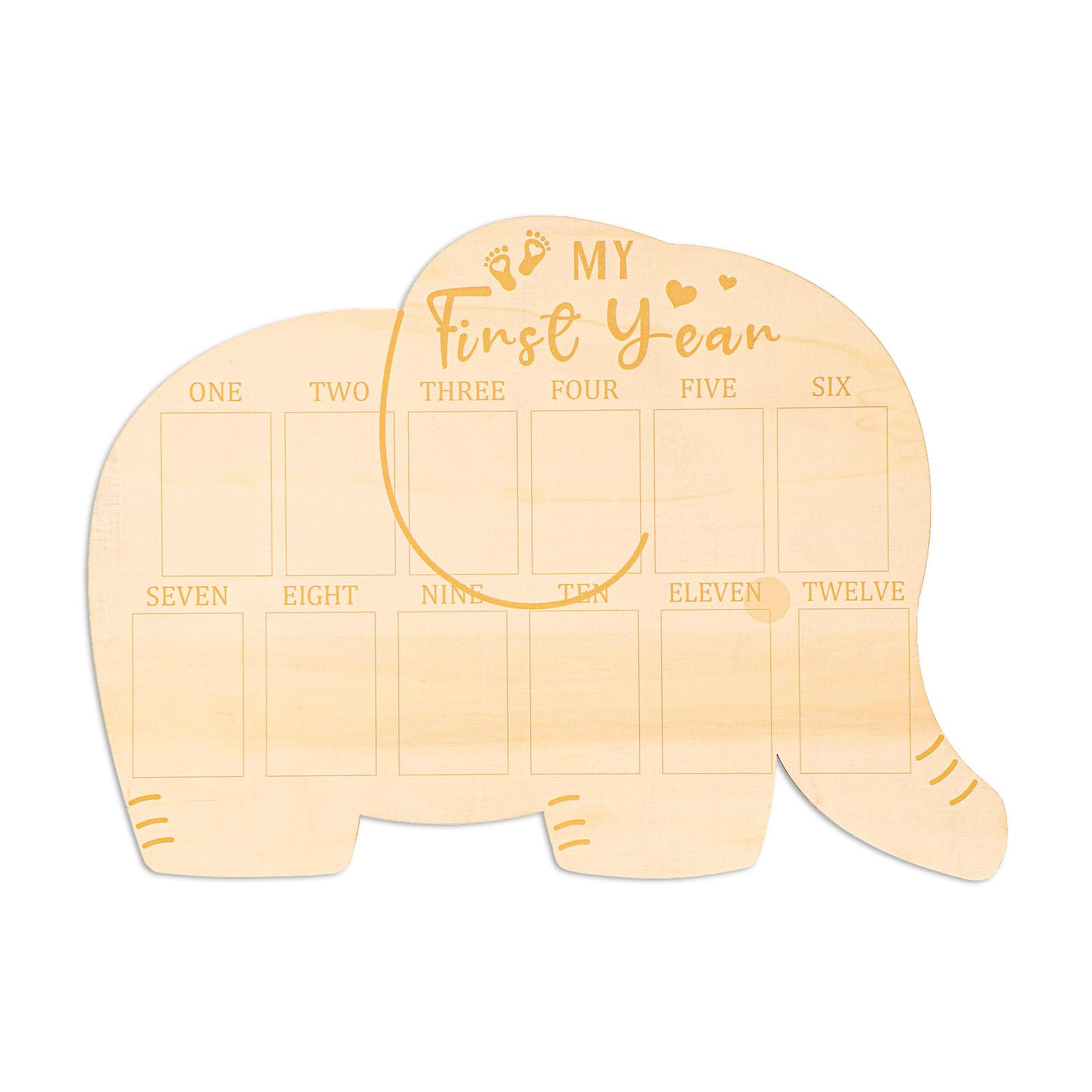 PEUTIER Cornice per Foto del Mio Primo Anno, In Legno Cornice per 12 Mesi Espositore Per Foto A Forma Di Elefante My First Year Photo Frame Regalo Per Ragazzi Ragazze Neonato Ricordi Della Mamma