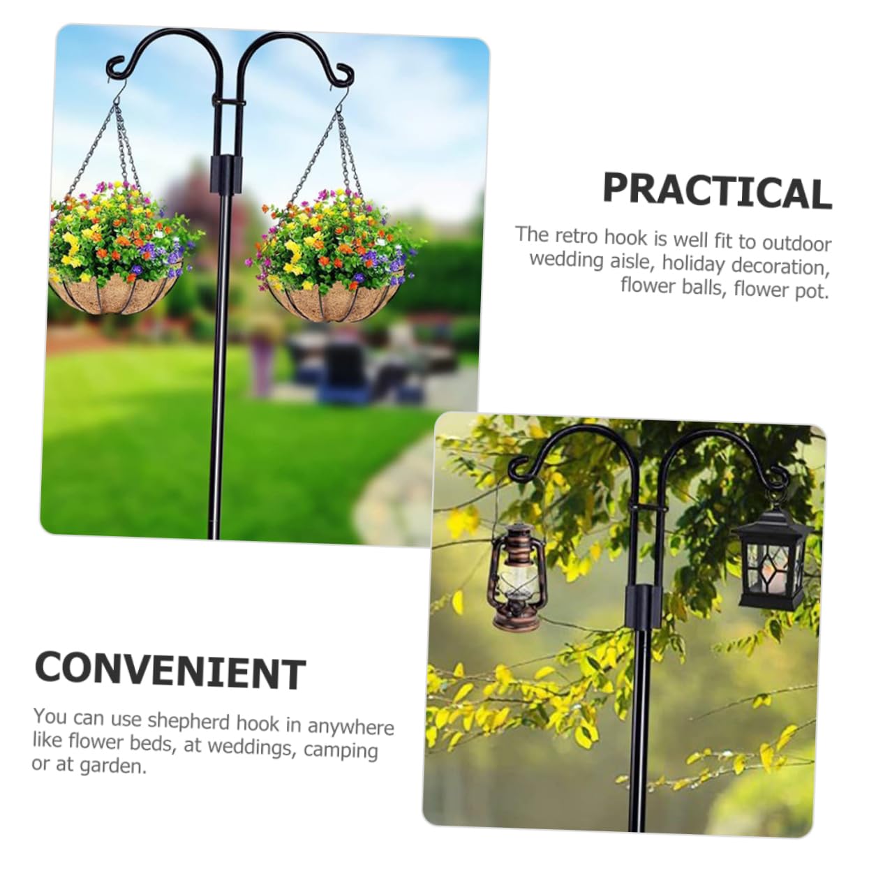 Abaodam Gancio da Pastore da Terra Accessorio per Giardino Esterno per Appendere Piante Lanterne Campanelli Eolici Cesti Fiori Mangiatoie Uccelli Decorazioni
