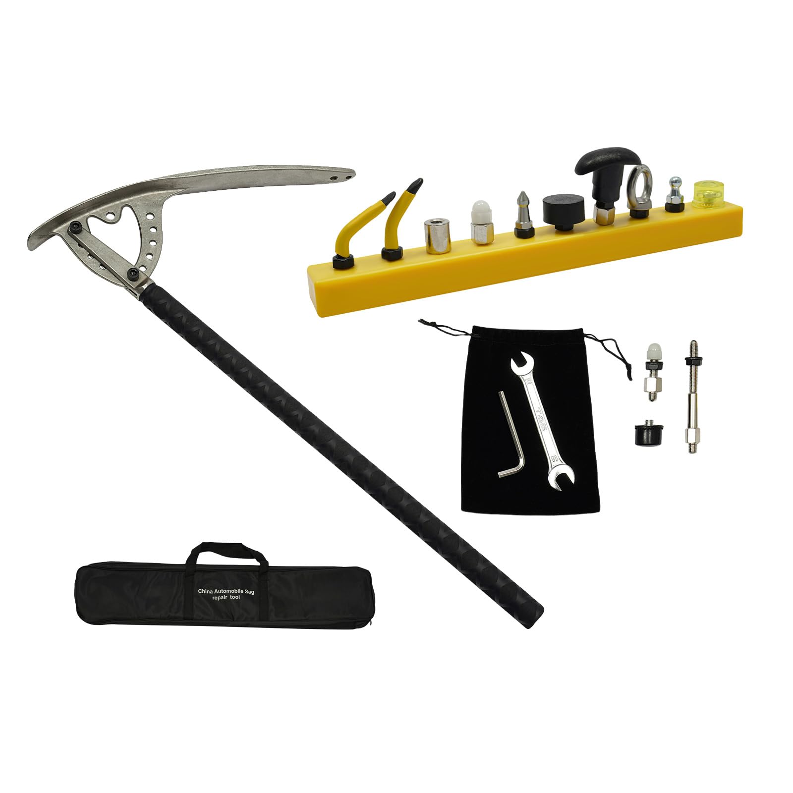 AGULIUM Car Fender Damage Repair Tools, Angle Adjustable, Stainless Steel Auto Car Fender Repair Kit with Storage Bag, M8 Thread