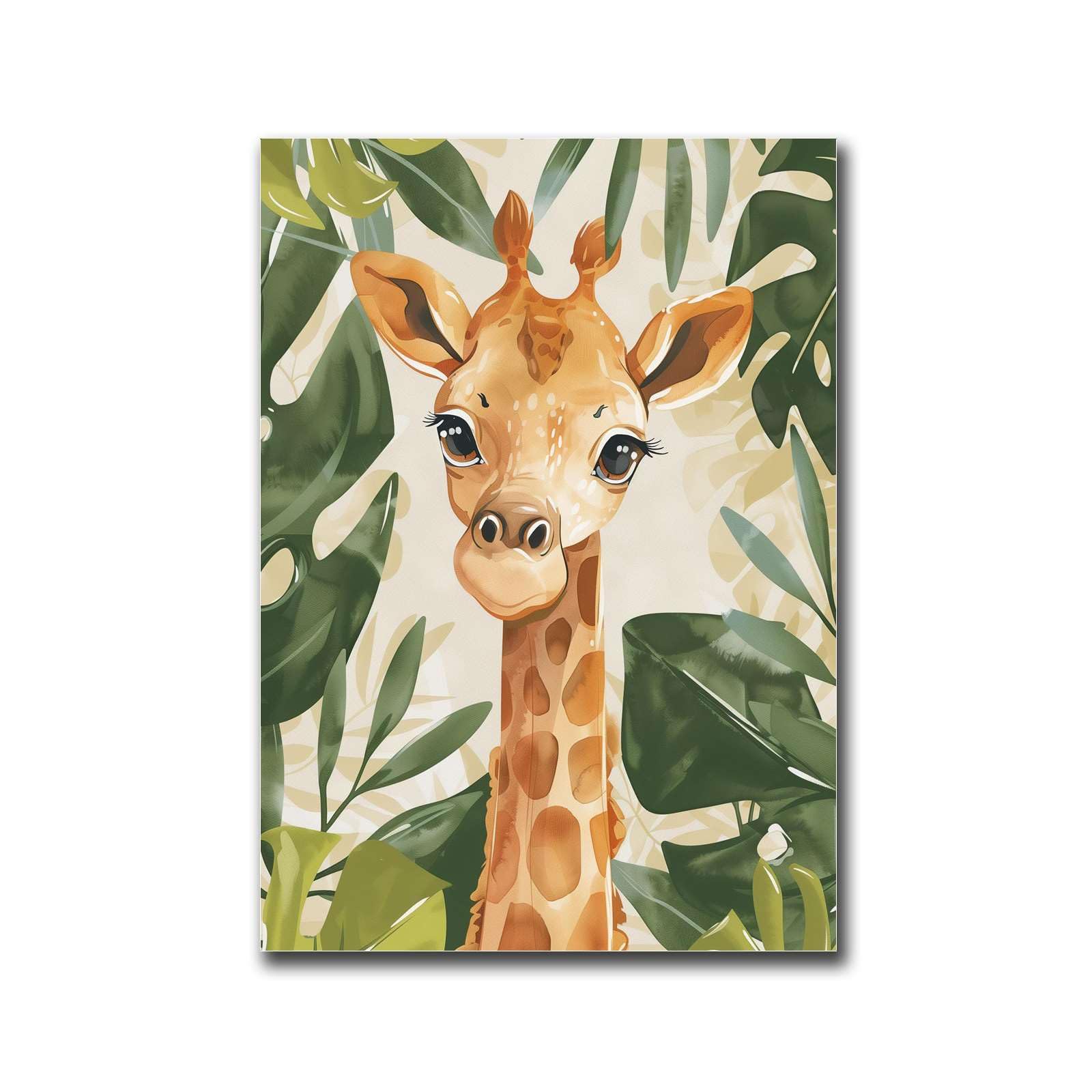 SFXLUCART Poster Decorative Canvas Painting Jungle Forest Baby Giraffe Nursery Wall Art Living Room and Bedroom Home Decoration 8X12inch