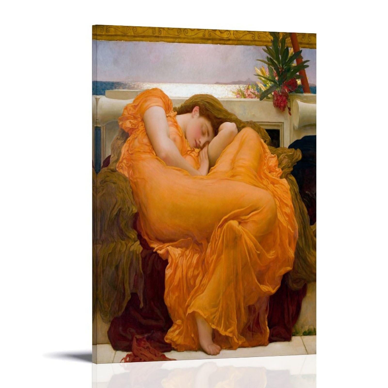 GAJUST Flaming June Poster Flaming June Painted by Frederic Lord Leighton Circa 1895., Canvas Print Art Poster; Frame; 16x24inch(40x60cm)