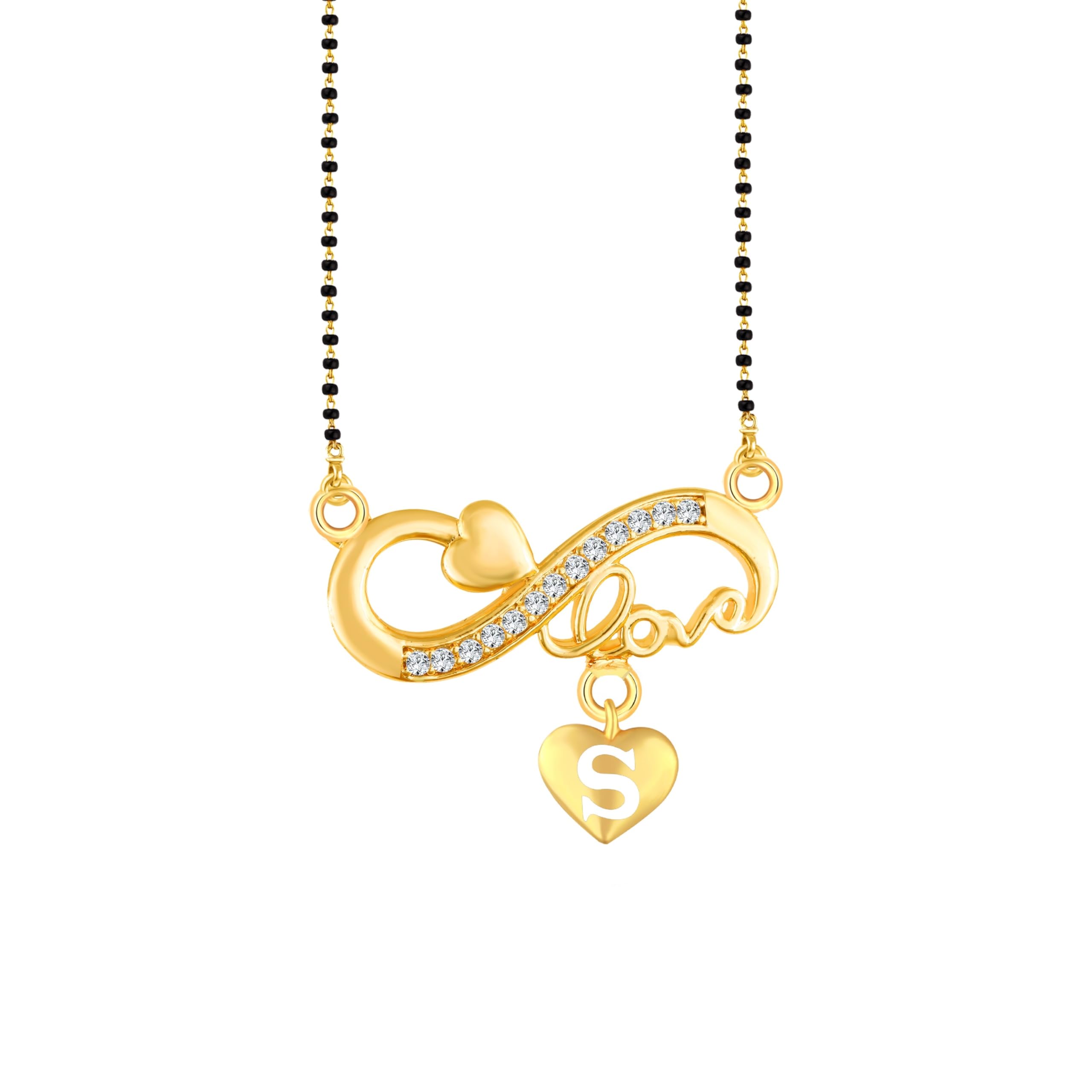 Lovely letter S Gold plated Valentine Latest pendant Alphabet Brass Mangalsutra-image-15