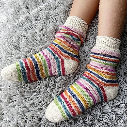 Kids Wool Socks: Pure Organic Virgin Wool Socks with Colorful Stripes, Size Baby – 8 Years3