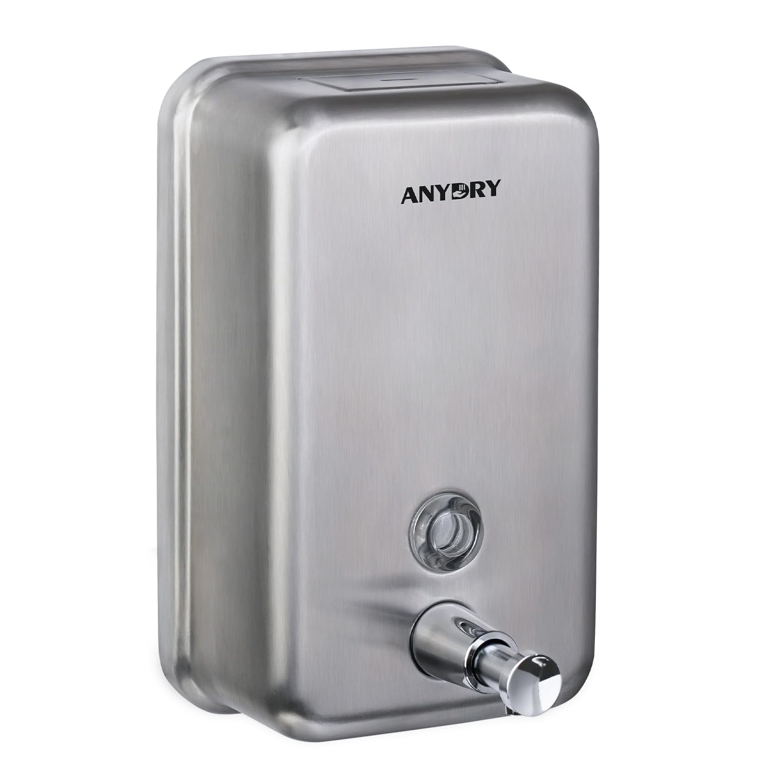 anydry Dispensador Manual Profesional 1100ml, Acabado Duradero en Acero Inoxidable, Montaje en Pared para baño y Cocina(Cepillado