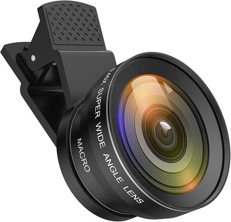Lente de cámara para teléfono AMIR, lente gran angular de 0,45X y lente macro de 12,5X, clip 2 en 1 | Súper gran angular de 140°, vidrio óptico HD, clip universal para iPhone 16/15/14/13, Samsung Galaxy S y la mayoría de los teléfonos inteligentes