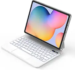 BETTDOW Capa com Teclado e Trackpad para Samsung Galaxy Tab S6 Lite 10.4" Polegadas, Capa com teclado Bluetooth sem fio destacável magneticamente,Teclado com LCD Display (Branco)