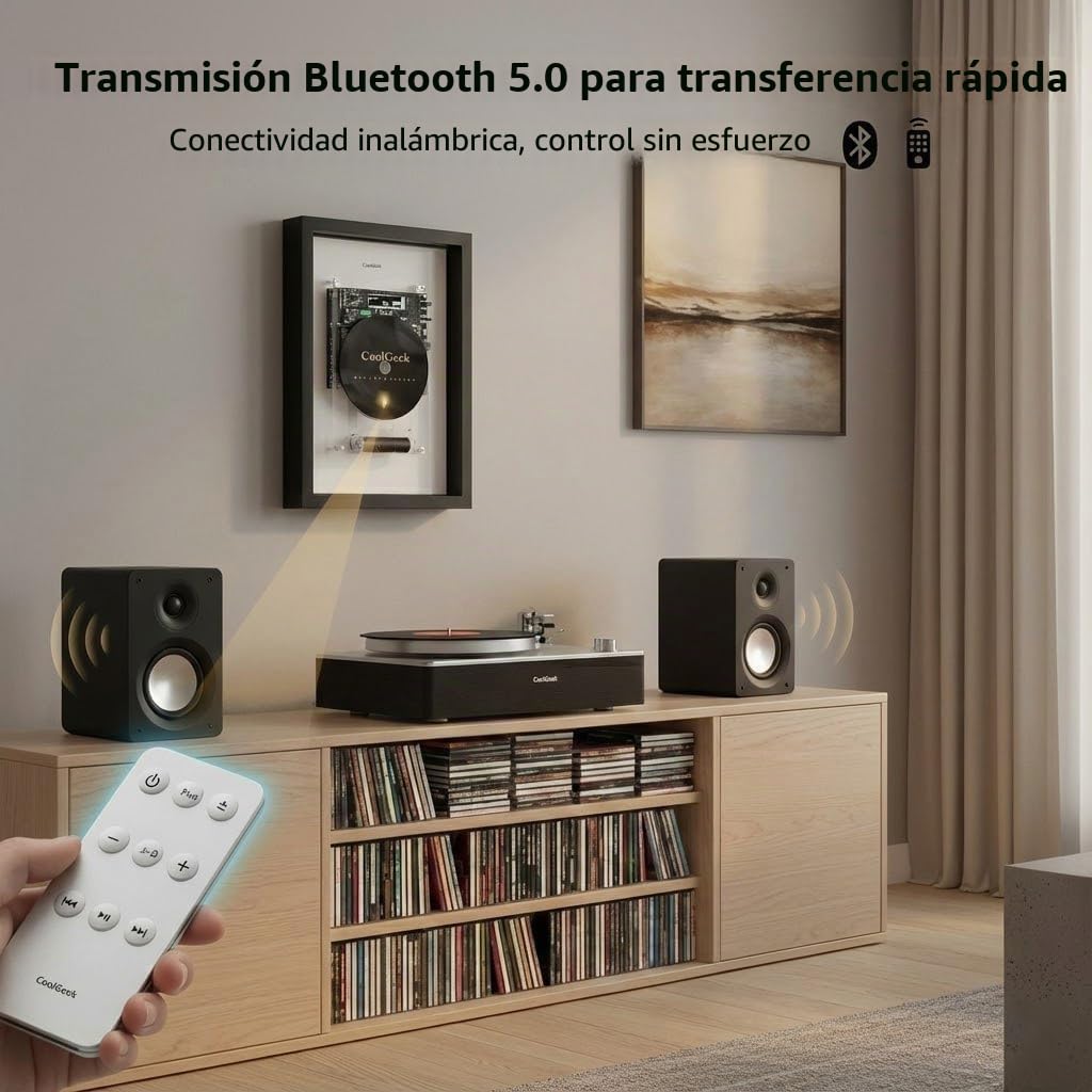 M1 Reproductor de CD portátil vertical, de montaje en pared o de escritorio, diseño industrial transparente, transmisor de audio Bluetooth Hi-Fi, batería recargable de 8 horas, se requieren