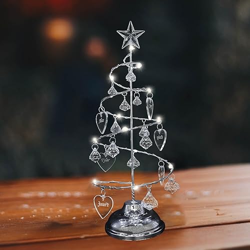 Miniatura 3 de JeathFea Personalized Names Tabletop Metal Christmas Tree Lamp Christmas Crystal Tree Light Tabletop XmasTree Night Light Desktop Decoration