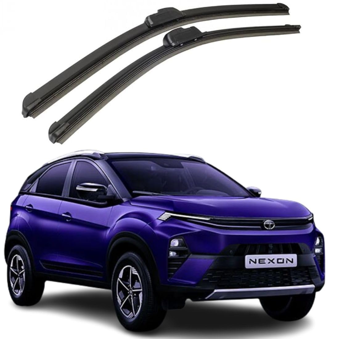 Car windshield replacement wiper blade set banana type frameless suitable for Tata nexon 2024 (pack of 2) Dr-24 inch,Pa-14 inch