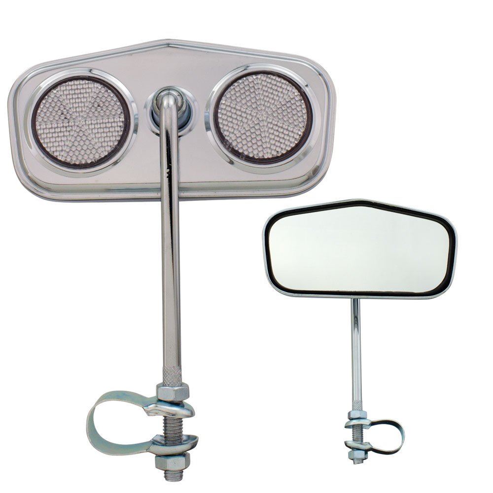 Fenix Cycles Pentagon Daimond Bicycle Mirror Chrome, White Reflectors