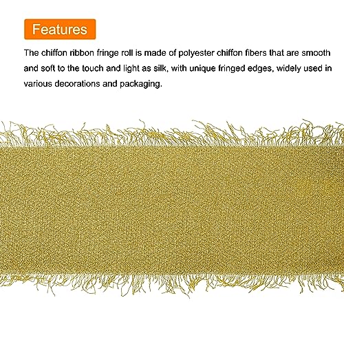 Uxcell Chiffon Ribbon 1.5" x 8 Yard, Yellow Chiffon Silk Ribbon for Wedding Decoration Pack of 3 - Image 3