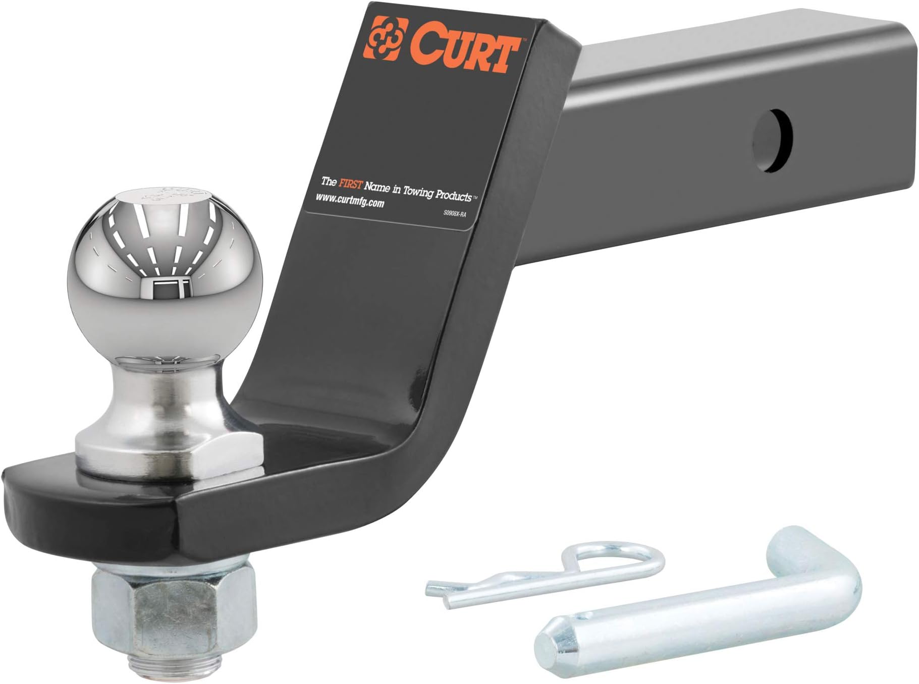 CURT 45036 Trailer Hitch Mount with 2Inch Ball & Pin, Fits 2in Receiver, 7,500 lbs