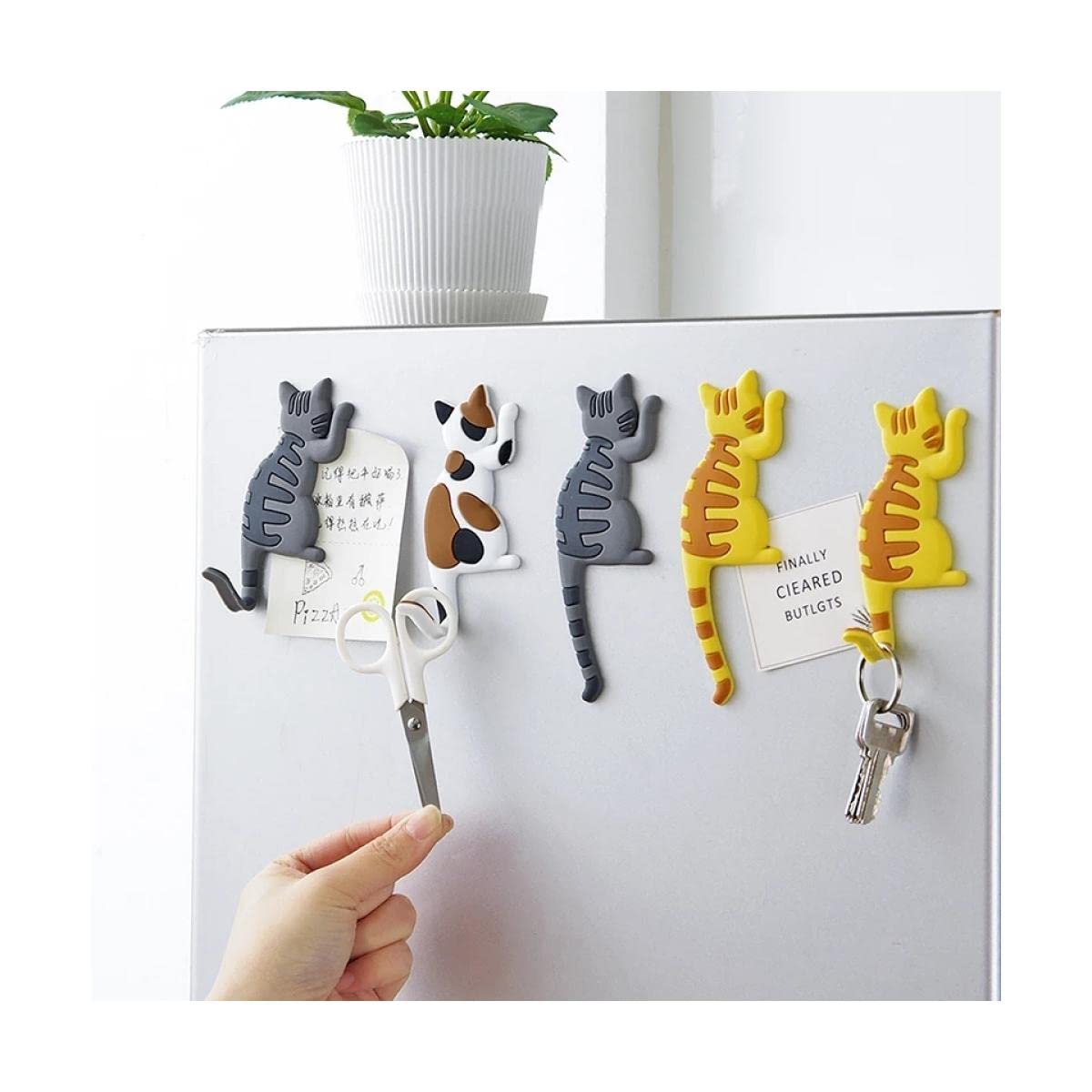 Crochet chat queue NOBRIM lot de 5 crochets magnetiques mignons pour la cuisine