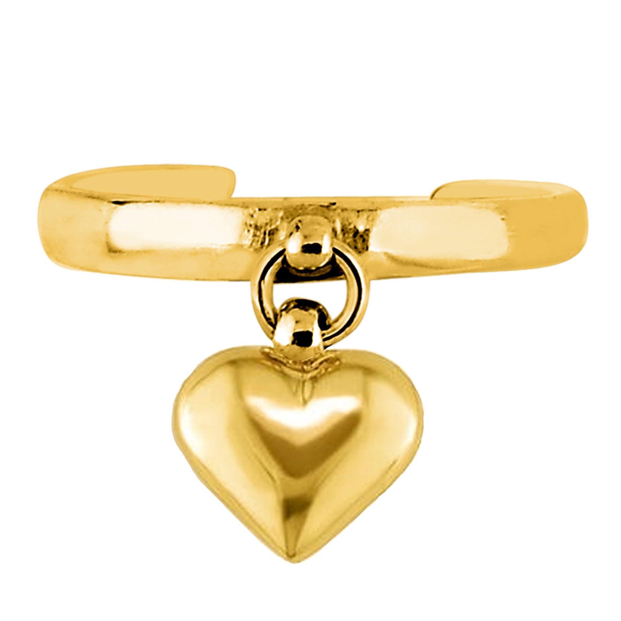 Anello da piede regolabile in oro giallo 14 carati con pendente a forma di cuore