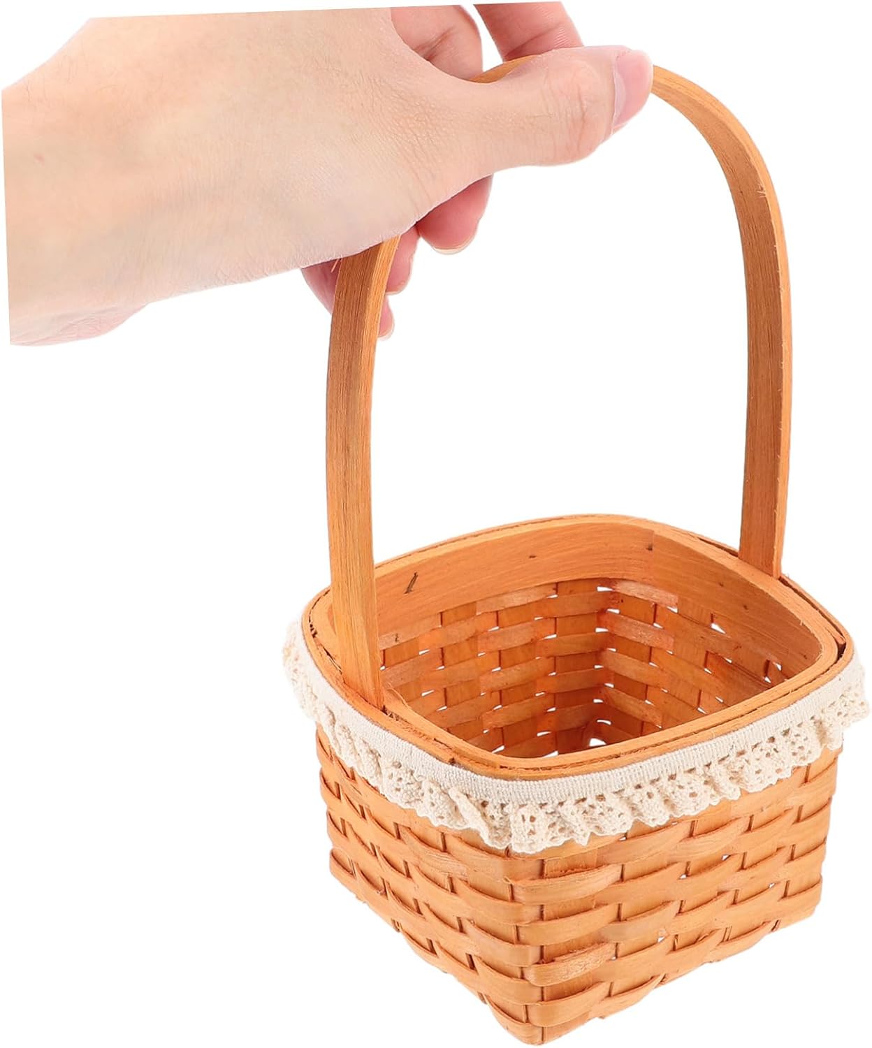 PRETYZOOM Artisan Crafted Small Wicker Basket Handle Multi-functional Storage for Home Fruit and Egg Gathering image 4