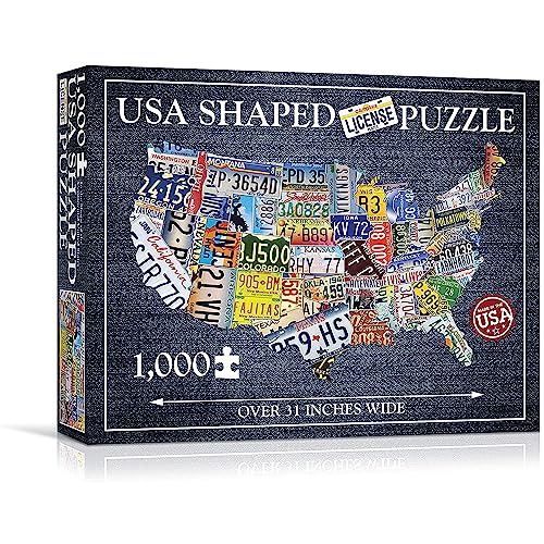 Usa License Plate Map 1000 Piece Jigsaw Puzzle In The Shape Of The Us - 31 Inches Long - Cool Wall Art #TOP6