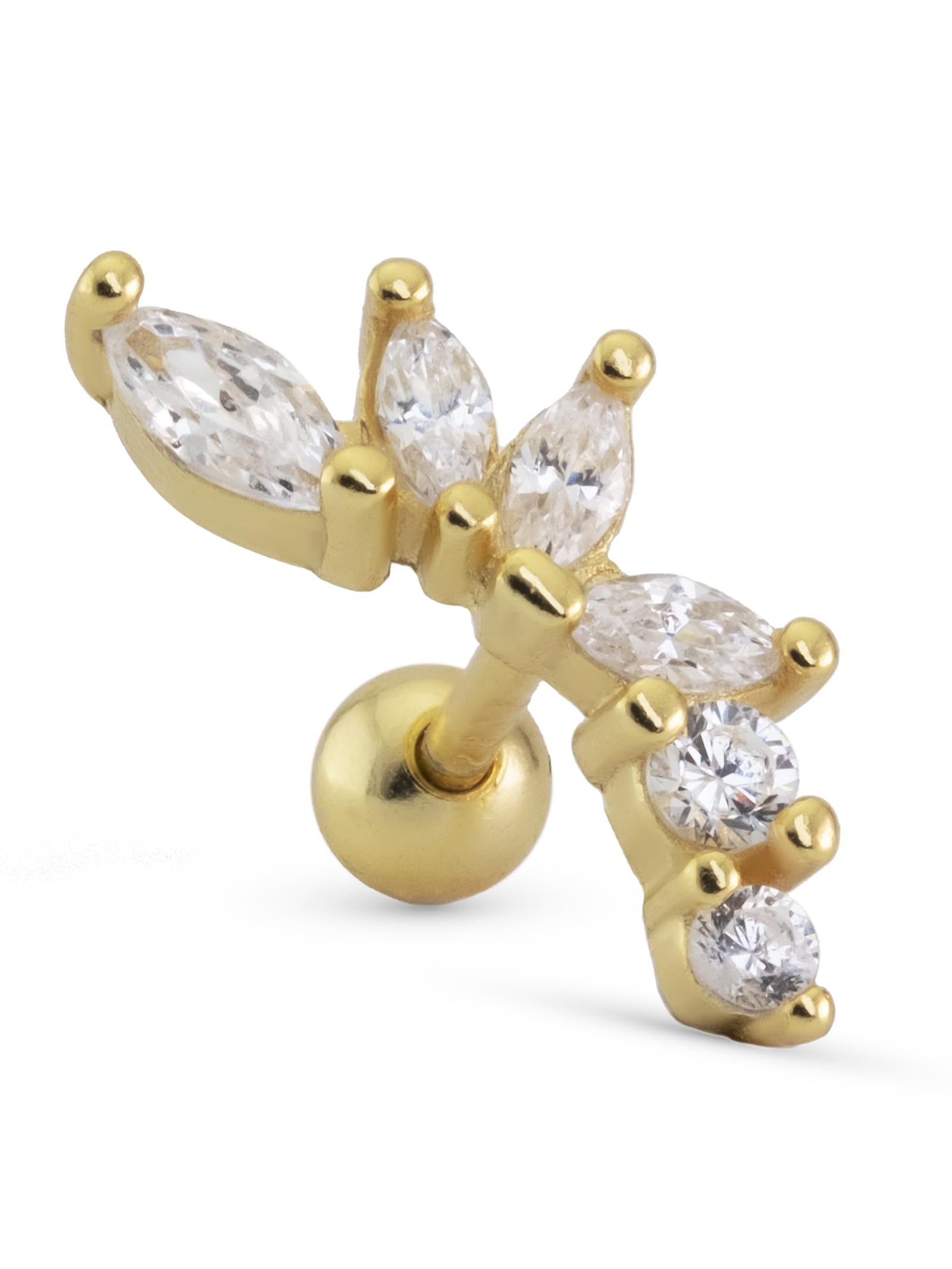 UNIQA JEWELS Pendiente Piercing de Plata de Ley 925 Cartílago Helix Piercings Studs, Tragus Trago Ear Upper Lobe, hipoalergénico y sin níquel