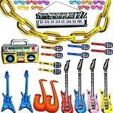 Cagemoga 38 Pack Inflatable Rock Star Toy Set Inflatable Guitar Piano Microphones Saxophone Party...