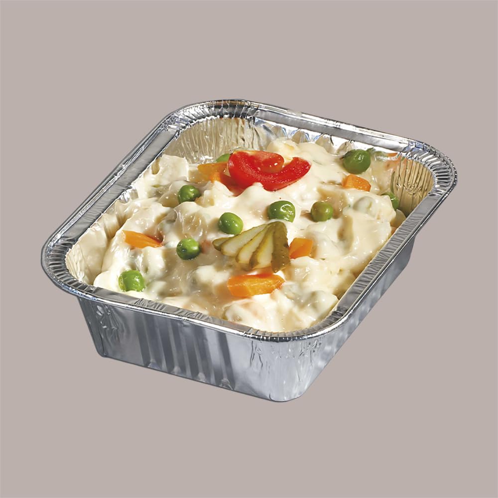 Lucgel Contenitore Vaschetta Alluminio 4 Porzioni con Coperchio 225x175H35mm - 100 pezzi -