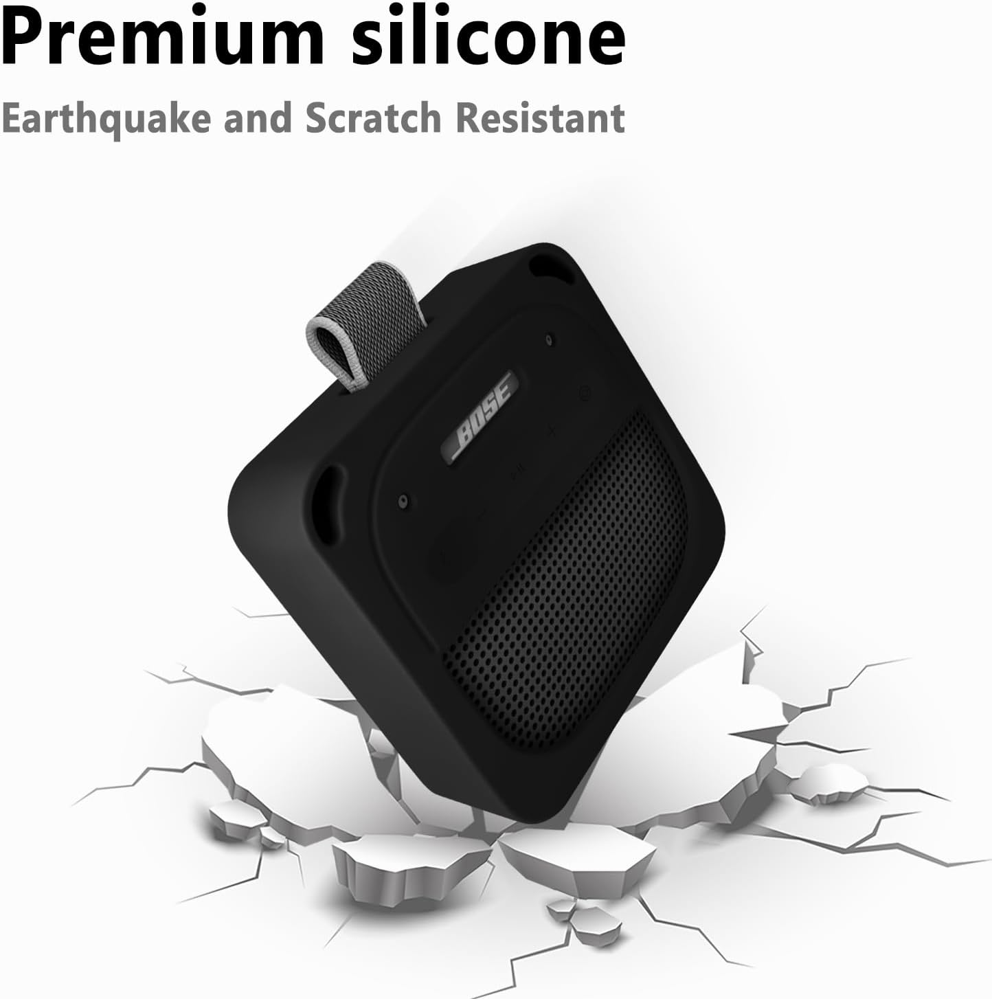 Geiomoo Silicone Case for Bose New SoundLink Micro Speaker (2nd Gen) 2025 Speaker, Protective Portable Scratch Shock Resistant Cover with Shoulder Strap and Carabiner (Black) - Image 4