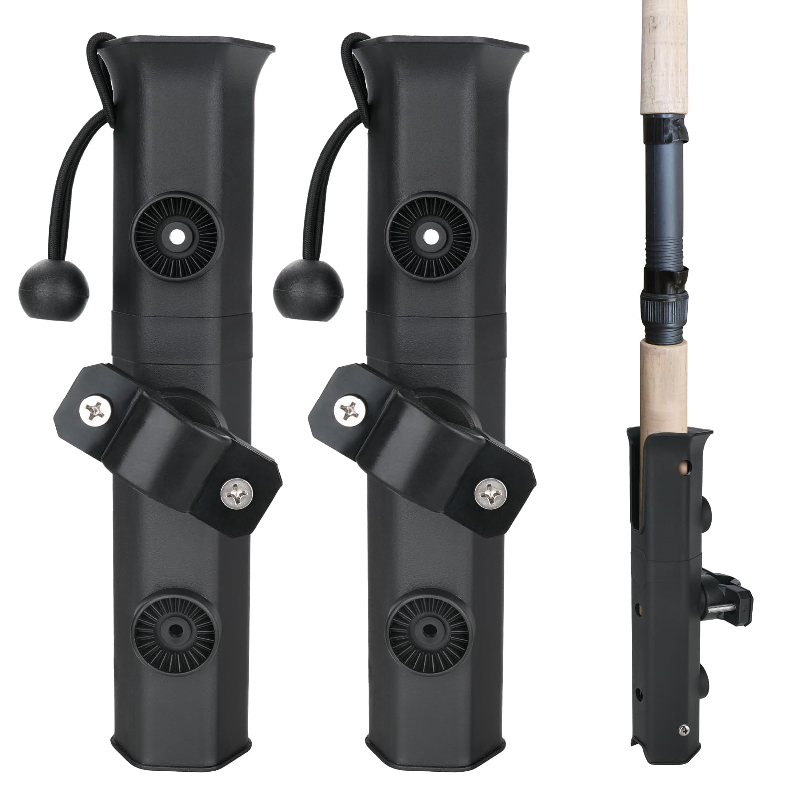 2PCS Pole Mount Fishing Rod Holders for Bike, Fishing Chairs, Cart, Scooter, Motorcycle, ATV & Beach Car Rotatable Fishing Pole Holder with Pole Mount