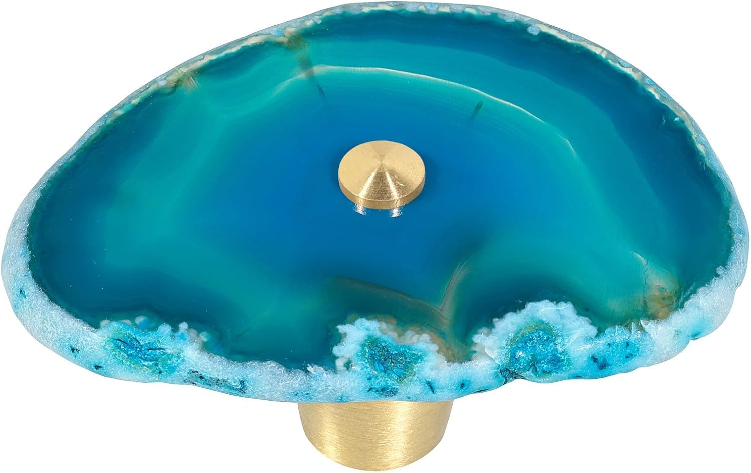 Pack of 4 Agate Slice Stone Knobs with Screws, Irregular Geode Agate Cabinet Pulls Handles for Home Kitchen Decoration, Blue