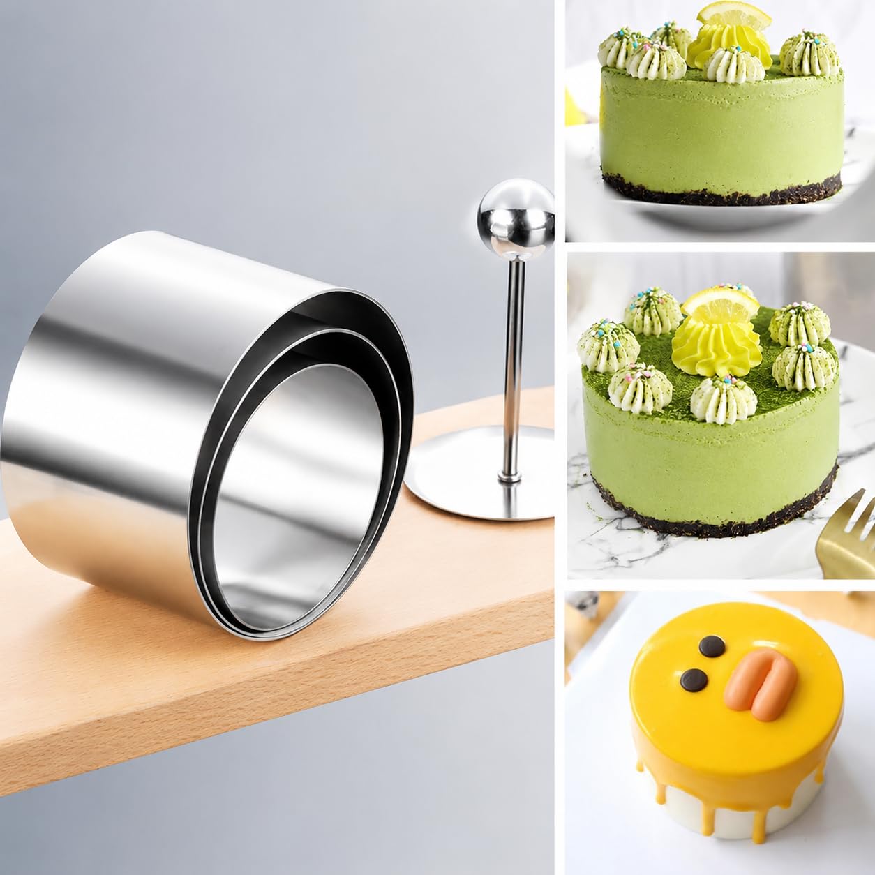Los anillos de cocina del molde de la torta del molde de la torta de los cortadores redondos con el empujador 304