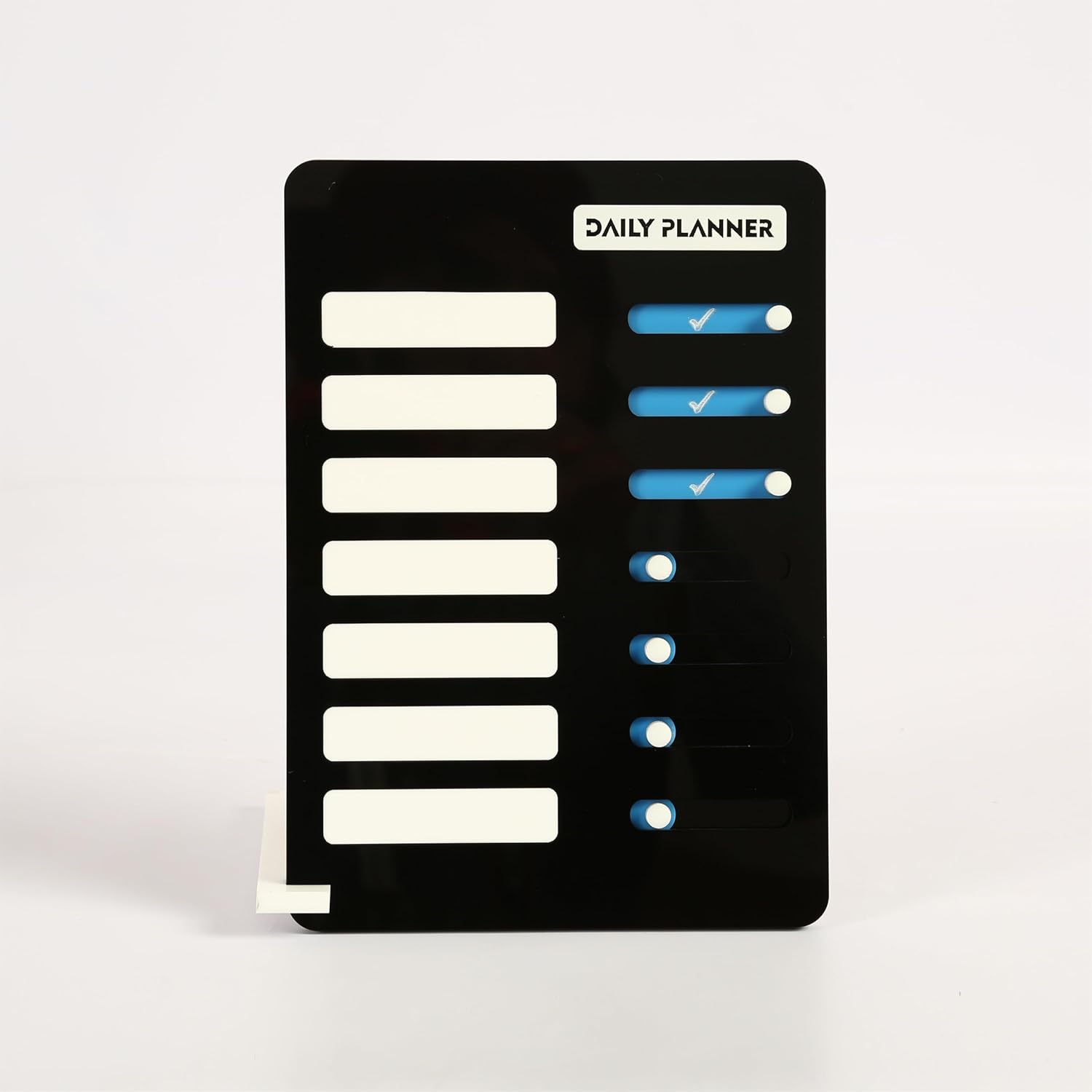 Premium Acrylic Daily Planner Board | 15x21 cm Dry Erase Whiteboard with Stand | Reusable Task Board with Free Fine-Point Marker | Best for Office, Home, Students, and Gift (Compact)
