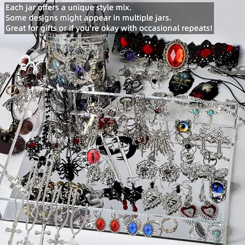 Scary Witch Mystery Jewelry Jar - 30-Piece Gothic Surprise Women's Jewelry Box with Necklace, Earrings, Rings and Bracelets - Unique Halloween Mystery Vampire Skeleton Costume Gift4