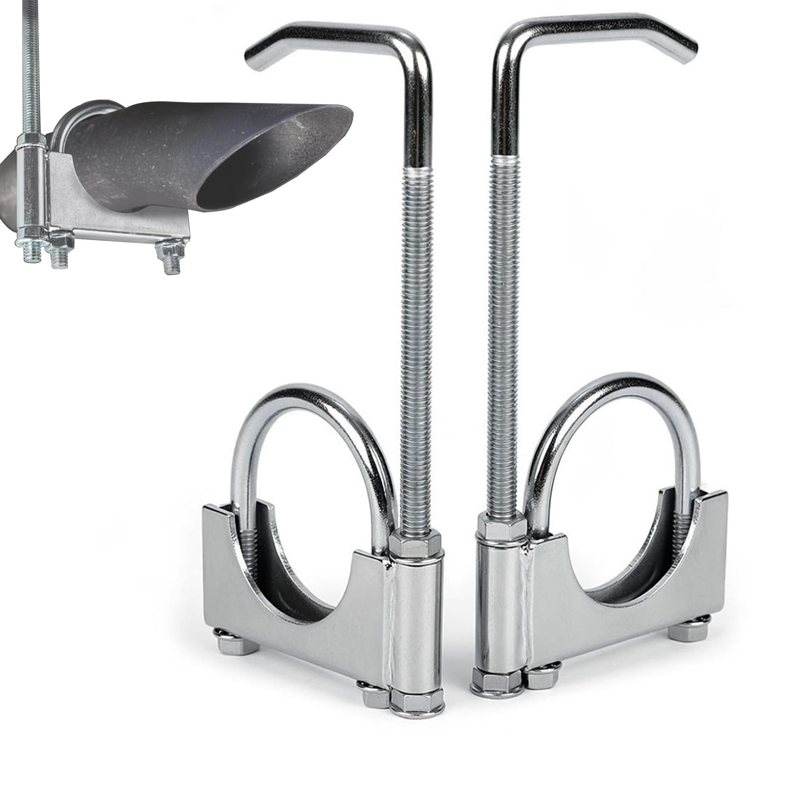 Fascetta Di Scarico In 2 Pezzi, Universale In Acciaio Inox Fascette A U Resistenti Con Gancio Stile Sella ø70 mm/2,75 Pollici Per Tubi Di Scarico Di Auto E Camion