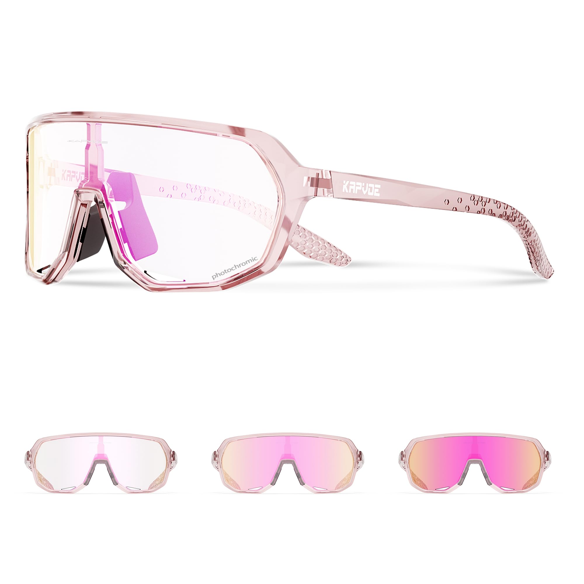 KAPVOE Photochromic Cycling Glasses for Men Women Mountain Bike Sunglasses Sports Goggles for MTB Running Baseball UV Protection PI-35