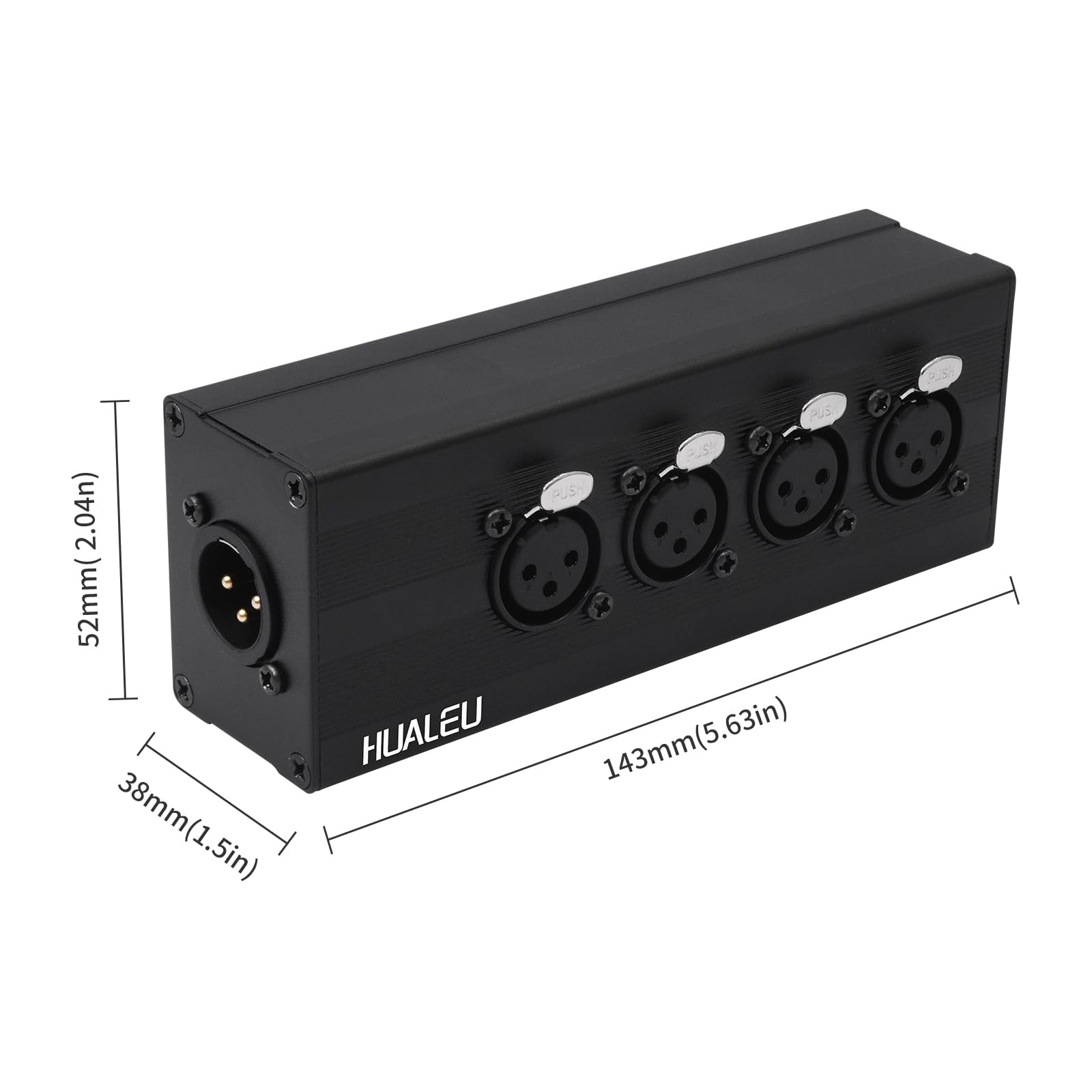 Répartiteur XLR 3 broches 1 mâle vers 4 femelles, adaptateur de connexion parallèle XLR 4 entrées et une sortie, quatre entrées microphone converties en une sortie, répartiteur Aduio de 10,2 cm